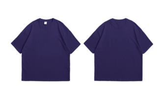 übergroßes marineblaues T-Shirt mit transparentem Hintergrund vorne und hinten png