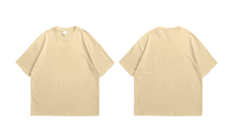 Übergroßes natürliches T-Shirt mit transparentem Hintergrund auf Vorder- und Rückseite png