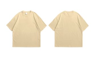 camiseta oversize natural delante y detrás fondo transparente png