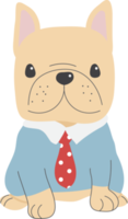 lindo perro bulldog francés de estilo plano en traje de hombre gentil png