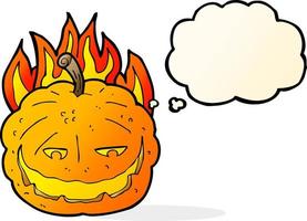 cartoon halloween pumpkin with thought bubble vector