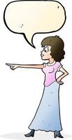 cartoon woman pointing finger with speech bubble vector