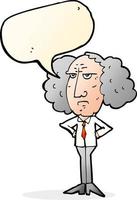 cartoon big hair lecturer man with speech bubble vector