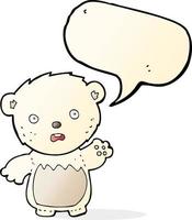 caricatura, preocupado, oso polar, con, burbuja del discurso vector