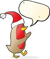 cartoon christmas robin with speech bubble vector