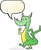 cartoon happy dragon with speech bubble vector