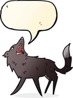 cartoon snapping wolf with speech bubble vector