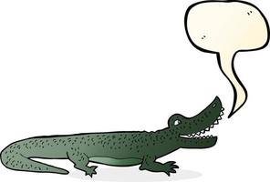 cartoon happy crocodile with speech bubble vector