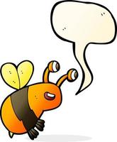 caricatura, abeja feliz, con, burbuja del discurso vector