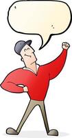 cartoon man striking heroic pose with speech bubble vector