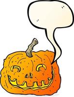 cartoon pumpkin with speech bubble vector