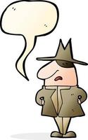 cartoon man in coat and hat with speech bubble vector