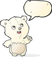 cartoon happy little teddy polar bear with speech bubble vector