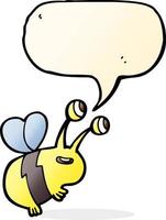 cartoon happy bee with speech bubble vector