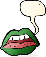 cartoon sexy halloween lips symbol with speech bubble vector