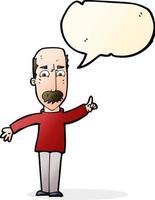 cartoon man issuing stern warning with speech bubble vector