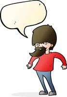cartoon bearded man shrugging shoulders with speech bubble vector