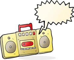 cartoon radio cassette player with speech bubble vector