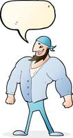 cartoon manly sailor man with speech bubble vector