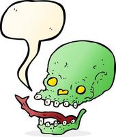 cartoon spooky skull with speech bubble vector