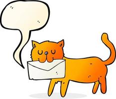 cartoon cat carrying letter with speech bubble vector