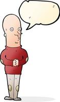 cartoon funny bald man with speech bubble vector