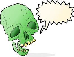 cartoon ancient spooky skull with speech bubble vector