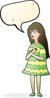 cartoon surprised girl with speech bubble vector