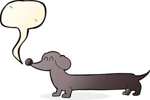 dachshund de dibujos animados con burbujas de discurso vector