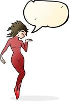 cartoon future space woman with speech bubble vector