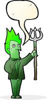 cartoon devil with pitchfork with speech bubble vector
