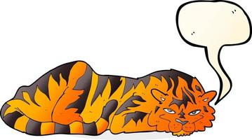 tigre descansando de dibujos animados con burbujas de discurso vector