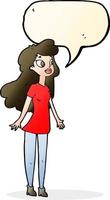 cartoon pretty girl with speech bubble vector