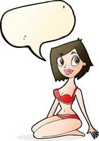 cartoon pretty woman in underwear with speech bubble vector