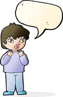 cartoon worried person with speech bubble vector