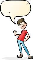 cartoon celebrating man with speech bubble vector