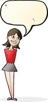 cartoon happy woman with speech bubble vector