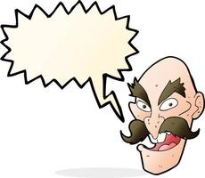 cartoon evil old man face with speech bubble vector