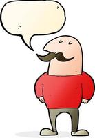 cartoon bald man with mustache with speech bubble vector