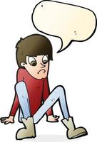 cartoon boy sitting on floor with speech bubble vector