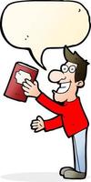 cartoon man with book with speech bubble vector