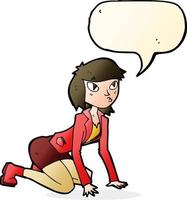 cartoon woman on hands and knees with speech bubble vector
