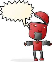 funny cartoon robot with open head with speech bubble vector