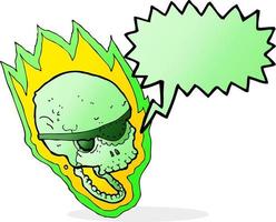 cartoon flaming pirate skull with speech bubble vector