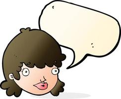 cartoon staring girl with speech bubble vector