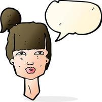 cartoon female head with speech bubble vector