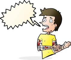 cartoon man with tattoos with speech bubble vector