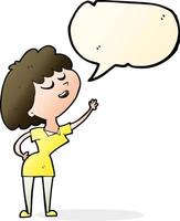 cartoon happy woman about to speak with speech bubble vector