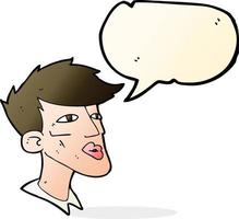 cartoon male model guy with speech bubble vector