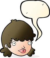 cartoon female face with surprised expression with speech bubble vector